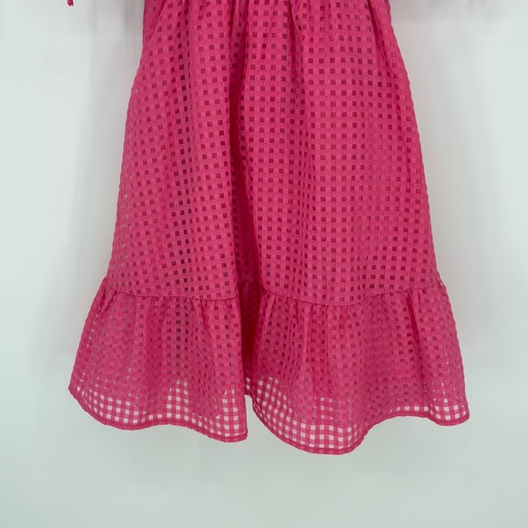 Entro Pink Gingham Puff Sleeve Smocked Ruffle Dress Coquette Girly Size Small - Picture 3 of 7